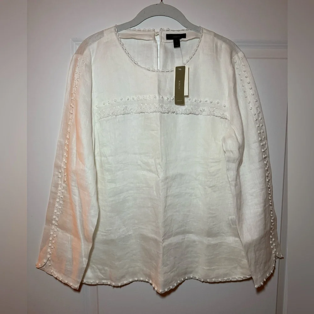 BRAND NEW J CREW white linen blouse women’s size 12 - Picture 1 of 13